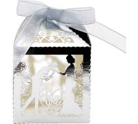 50pcs Laser Cut Sweet Couple Thank You Candy Box, Bride and Groom Couple Boîtes à Bonbons Pour la décoration de fête de mariage de la Saint-Valentin