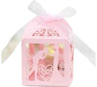 50pcs Laser Cut Sweet Couple Thank You Candy Box, Bride and Groom Couple Boîtes à Bonbons Pour la décoration de fête de mariage de la Saint-Valentin