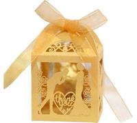 50pcs Laser Cut Sweet Couple Thank You Candy Box, Bride and Groom Couple Boîtes à Bonbons Pour la décoration de fête de mariage de la Saint-Valentin