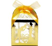 50pcs Laser Cut Sweet Couple Thank You Candy Box, Bride and Groom Couple Boîtes à Bonbons Pour la décoration de fête de mariage de la Saint-Valentin