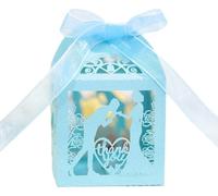 50pcs Laser Cut Sweet Couple Thank You Candy Box, Bride and Groom Couple Boîtes à Bonbons Pour la décoration de fête de mariage de la Saint-Valentin