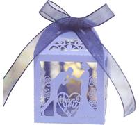 50pcs Laser Cut Sweet Couple Thank You Candy Box, Bride and Groom Couple Boîtes à Bonbons Pour la décoration de fête de mariage de la Saint-Valentin