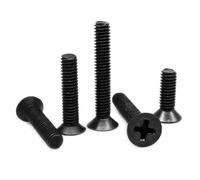 50pcs M1 M1.2 M1.4 M1.6 M2 M2.5 M3 M3.5 M4 GB819 Mini petit Micro acier noir croix Phillips plat tête fraisée vis boulon(6mm,M1.2)