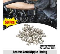 50pcs M6x1 Voiture Graisse Mamelon Raccord 180 Degré Nickel Plaqué Acier