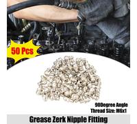 50pcs M6x1 Voiture Graisse Mamelon Raccord 90 Degré Nickel Plaqué Acier