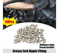 50pcs M8x1 Voiture Graisse Mamelon Raccord 180 Degré Nickel Plaqué Acier