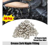 50pcs M8x1 Voiture Graisse Mamelon Raccord Courbure 45 Degré Plaqué Nickel