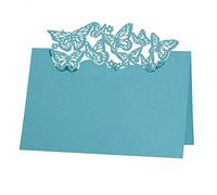 50PCS Marque Places Mariage Évider Papillon Panneaux en Papier Cartes de Nom Table Nom D'Invité Porte Nom Table Baptême Cartons Placement Carte pour Mariages Fêtes Décoration de Table Bleu Clair