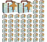 50pcs mini boîte de valise 3x1x2 '' Boîtes de faveur en papier avec poignée et carte plane facile à installer des boîtes bonbons Favors pour les anniversaires Mariages sur le thème Style 1