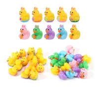 50pcs Mini Canard de Paques en Résine, 5 Couleurs Lapin Canard avec Carotte Canard Miniature dans Un Ouf pour Décoration et Faveur de Fête de Pâques(Bleu, Rose, Vert, Violet, Orange)