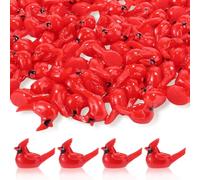 50pcs Mini Figurine Oiseau Cardinal Rouges en Résine, Petite Figurine de Cardinal Décorations Noël Animaux Miniatures pour Décoration de Gâteau Maison Poupée Noël