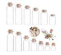 50Pcs Mini Glass Bottles with Cork Lids, 10 x 24mm 1ml Tiny Glass Jars, Wishing Bottles, Small DIY Decorative Craft Vials for DIY Crafts Party Weddings Decoration Storage Accessories
