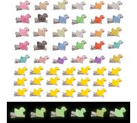 50pcs Mini Pince à Cheveux Animal en Résine, Dont 20 Adorables Petites Pinces à Cheveux Jaunes en Forme Canard et 30 Barrettes Lumineuses de Couleurs Aléatoires pour Pâques Halloween Fêtes