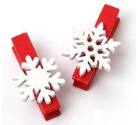 50pcs Mini Pinces à Linge en Bois Motif Flocon de Neige,ilauke 3.5cm Clips en Bois de Flocon de Neige de Noël Bricolage,2 Styles Clips de Décoration de Noël pour Accrocher Cartes,Photos (Rouge,Blanc)