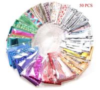 50pcs Nail Art Feuille Autocollant Transfert Papier Ongles Feuille Ensemble Étoilé Ciel Étoile Transfert Thermique Autocollants Nail Art Décoration