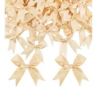 50PCS Noeud de Ruban Or de Noël Arcs de Noël 8.5cm Ruban Nœuds Papillons Doré Decoration pour Sapin Emballage Cadeau Guirlande Mariage