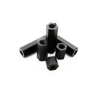 50pcs noir blanc M2 .5 M3 M4 en plastique Nylon hexagone entretoise mâle-femelle Phillips Pan vis à tête ronde boulon(Black Female-Female,M2.5x18mm)