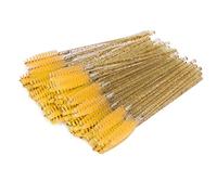 50pcs Nylon Maklon Brush Mascara Mascara Patre-vis des yeux Brosse portable Brosse portable Spirale Facile Application Tools Cosmetic Tool (Jaune)