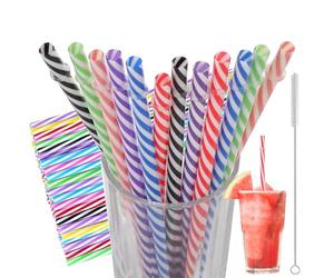 50pcs pailles rigides et réutilisables, couleurs assorties avec brosse de nettoyage,paille reutilisable,paille cocktail pour les smoothies, le jus, le thé,thé à bulles, milk-shake(7 mm x 23 cm)
