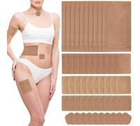 50pcs Patchs Huile de Ricin Ensemble, Auto-adhésifs Anti-fuites Patchs à l'Huile de Ricin pour le Nombril les Bras le Cou la Taille et les Pieds Compresses Chaudes et Froides en Coton Bio