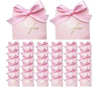 50pcs Petits sacs-cadeaux de remerciement avec ruban d'arc, 4, 5x2x4 pouces en papier pliables pour les bonbons de mariage, faveurs fête