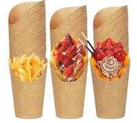 50PCS Pochettes Cornets à Frites, 12oz Snacks Kraft Tasses Porte Frites, Etuis à Frites en Carton Jetables, Boîte Popcorn Cupcakes Caissettes pour Les Frites, Les Brochettes de Fruits, Le Pop-corn