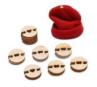 50pcs Pompom pour Bonnet avec Boutons, en Bois Boutons Faits à la Main Amovibles Bouton d'Amour Fausse Fourrure Support Pompon Attache pour Tricoter des Bonnets des Bonnets de la Décoration