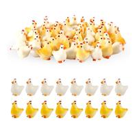 50pcs Poulets Miniatures en Résine, 2 Couleurs Mini Poulets en Résine Minuscules Ornements de Poulet en Résine Décor pour Jardin Paysage Décoration de Gâteau de Plantes en Pot de Paysage