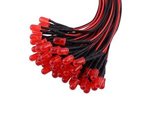 50pcs pré-câblé DC12V diodes LED diffusées Multi couleurs lumière 3/5/10mm lumière LED diffuse lentille colorée petites lampes LED(3mm-rouge)