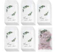 50pcs Sac De Confettis De Mariage 12x7cm Petits Sacs En Papier Glassine Sacs À Bonbons Sachet De Fleur De Pétale Motif De Feuille Avec Ruban De Colle Pour Mariage
