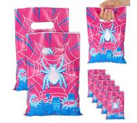 50pcs Sachets Surprises Spider Roses en Polyéthylène avec Poignées, pour Anniversaires D'enfants Halloween et Fans du Film Spider Parfaits pour Friandises et les Cadeaux