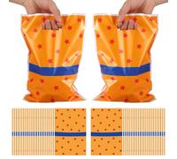 50pcs Sacs Cadeaux Fête d’Anime, Sacs Friandises Plastique Motifs Étoiles Jaunes Bleues et Rouges avec Poignées pour Enfants Garçons Filles Décoration d’Anniversaire Dessin Animé Fournitures