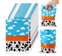 50pcs Sacs Cadeaux Fête d'Anniversaire Histoire Dessin Animé, Motif Vache et Nuage Bleu Ciel Blanc avec Poignée Parfaits Sacs Cadeaux Friandises d'Anniversaire Fournitures Fête Enfants