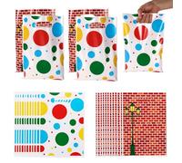 50pcs Sacs Cadeaux sur le Thème Rue Des Dessins Animés, Film Plastique Nacré Sacs Fête Colorés sur le Thème du Mur de Briques Rouges pour Enfants Anniversaires École