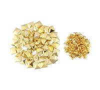 50pcs / set pyramide carré rivets sacs à vêtements bricolage chaussures bracelets goujons de ceinture goujons carrés en métal accessoires de fixation, 6-12MM-gold, 6mm