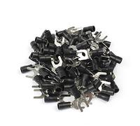 50PCS SV3.5-6 Black Cable Wire Insulated Wiring Terminals Insulating Sleeve Furcate Terminals Cable Lug Connector