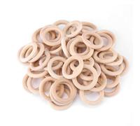 50pcs Unfinished Wooden Round Rings DIY Wood Craft Circles