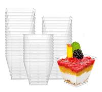 50PCS Verres à dessert jetables de 60 ml réutilisables gobelets à dessert carrés verrines plastiques aperitif pour anniversaire