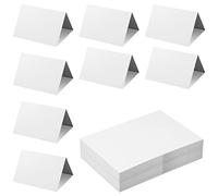 50pcs Vierges Marque Place Blanc, Pliables Marque Place Mariage Blanches Vierges Cartes de Table pour Mariage Fête Réunion Sièges de Table Fournitures de Bureau, 9,4x6,3cm (Plié)