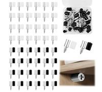 50Pcs Vis Autotaraudeuses de Support d'Étagère, Ø7mm Support Stratifié d'Armoire à Haute Capacité de Charge, Taquet de Support a Visser Intégrée avec Manchons Antidérapants pour Bibliothèque Meubles