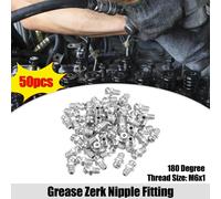 50pcs Voiture Graisse Mamelon Raccord Droit 180 Degré Galvanisé Acier M6x1.0