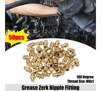 50pcs Voiture Graisse Mamelon Raccord Droit 180 Degré Ongle Laiton M8x1.0