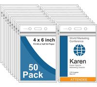 50pcs Waterproof Plastic Badge Holders (Xxl)