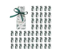 50pcs Wedding Sweets Box Packaging with Green Leaves - Party Favor Gift Boxes with Ribbon for Birthdays & Special Occasions