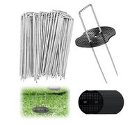 50Piquets de Jardin avec 50 Rondelles, piquet toile de paillage, clou gazon synthetique exterieur, piquet ancrage, sardines de fixation, pour Le Jardin, Le Paillis et Le G piquet toile azon Artificiel