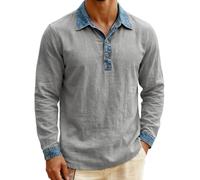 50S Spandex Zip Shirt Casual Solid Turn Down Collar Blouse Manches Longues Zipper Top Retro Vintage Wear, gris, XL