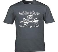 50Th Birthday Psychobilly Rock Punk Inspired Mens T Shirt 'Raising Hell Since 1967 Why Stop Now ' Great Birthday Gift Grey XL