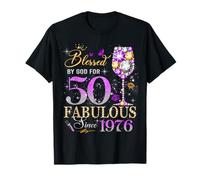 50th Birthday Queen Blessed by God 50 Fabulous Since 1976 T-Shirt