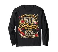 50th Birthday Queen Chapter 50 Fabulous Since 1976 Women Manche Longue