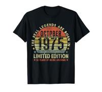 50th Birthday The Real Legends October 1975 50 Years Old Men T-Shirt